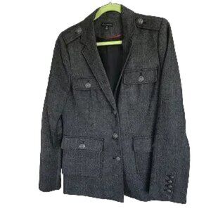 NWOT Willi Smith Women's Wool Blend Coat in Black Tweed Sz 12 Never Worn Pockets